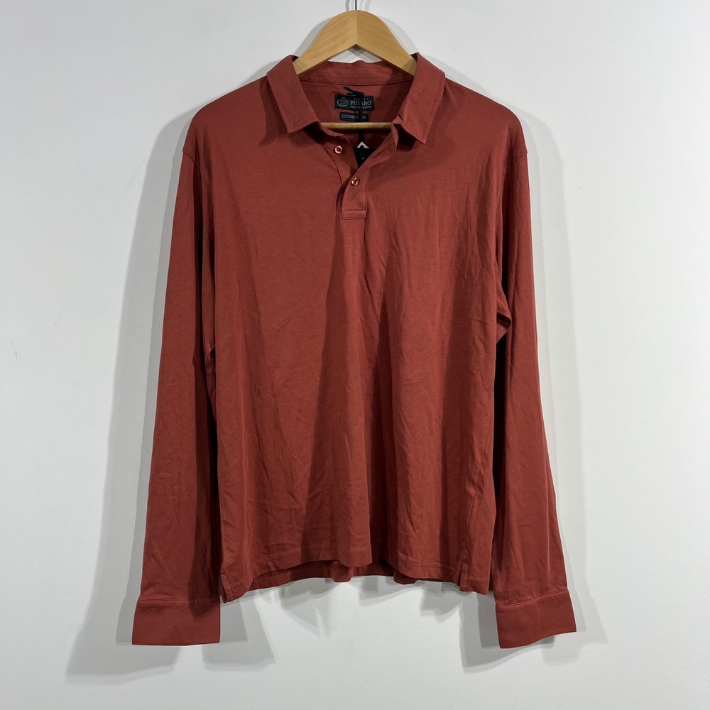 Luigi Fusaro Napoli Mens Supima Cotton Long Sleeve Polo Shirt Mens Large NWT